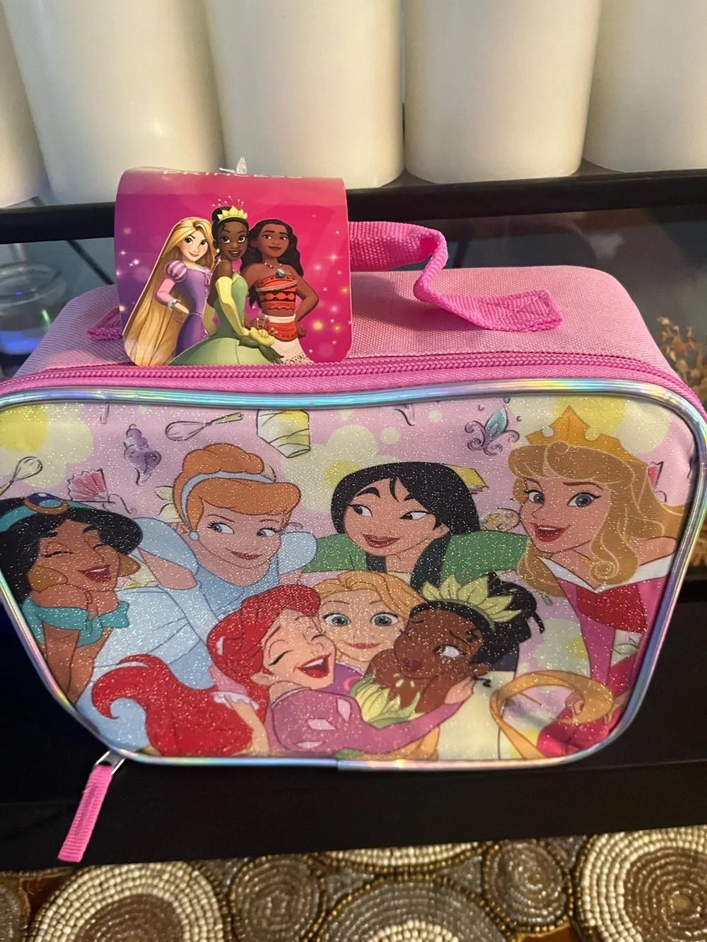 Disney Princess Pink Glitter Girls Lunch Bag
